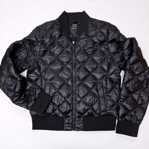 Tna League Jacket Quilted Bomber Lightweight Black Womens Size‎ L
